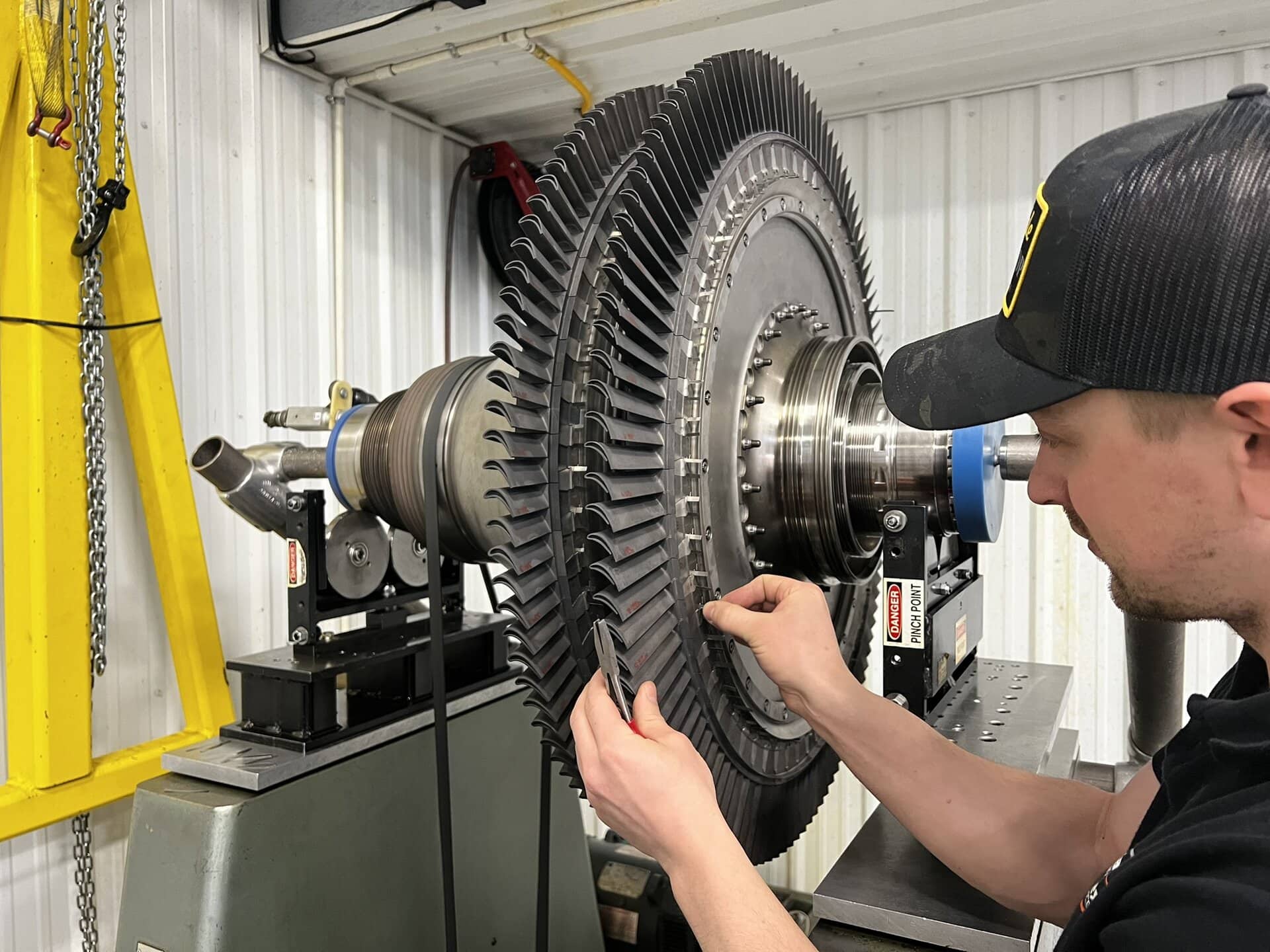 Engineer working on a component