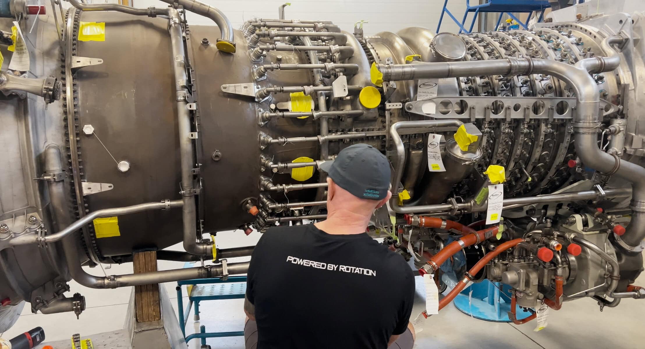 Engineer working on a gas turbine
